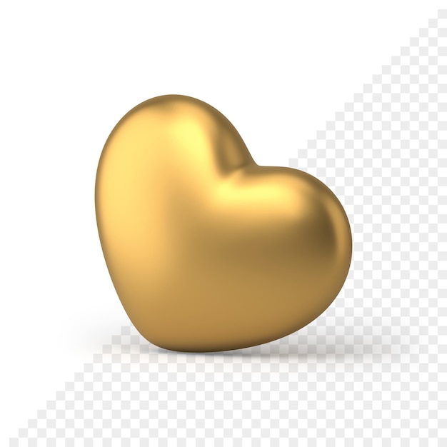 Coeur D'or Jouet Ballon Prime Feuille Préféré élément Décoratif Amoureux Icône 3d Illustration Réaliste