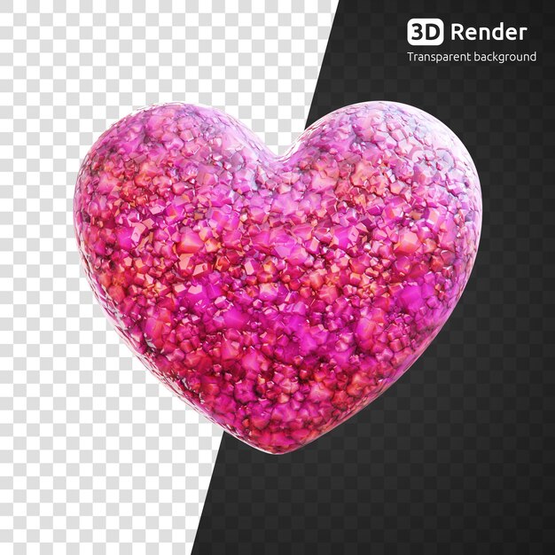 PSD coeur de pierre rose 3d