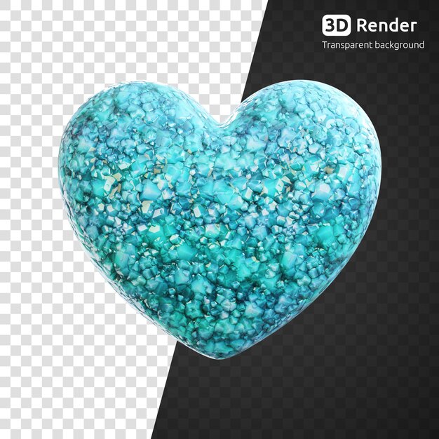 PSD coeur de pierre turquoise 3d