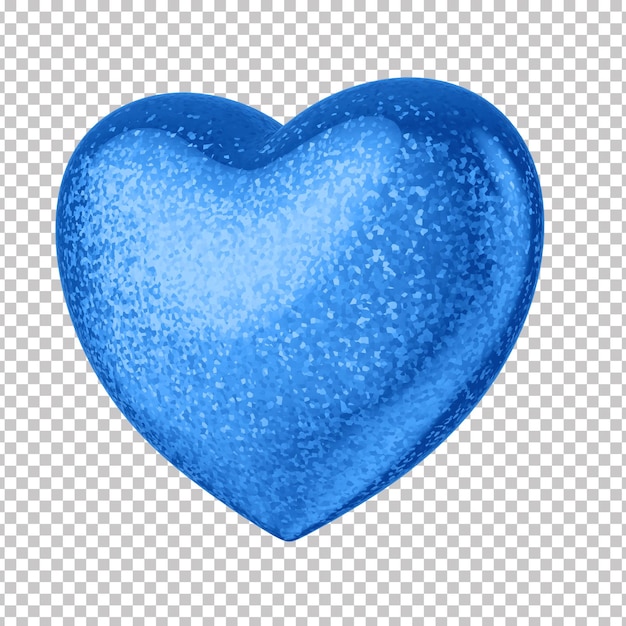 PSD coeur pour la composition de la fête des pères coeur de paillettes bleu avec un fond transparent