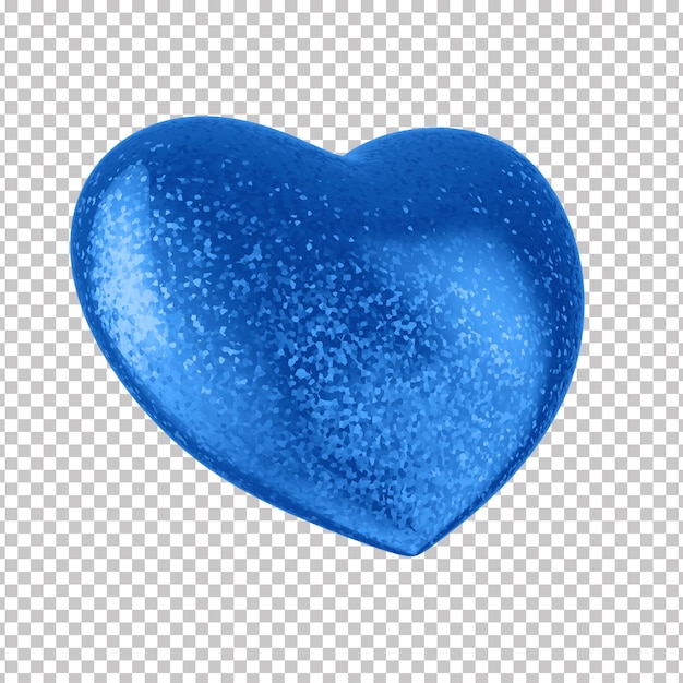 PSD coeur pour la composition de la fête des pères coeur de paillettes bleu avec un fond transparent