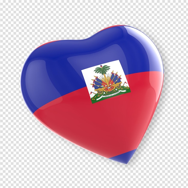 Coeur en rendu 3d avec le drapeau d'Haïti