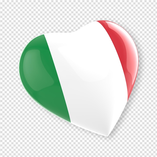 Coeur en rendu 3d avec le drapeau de l'italie