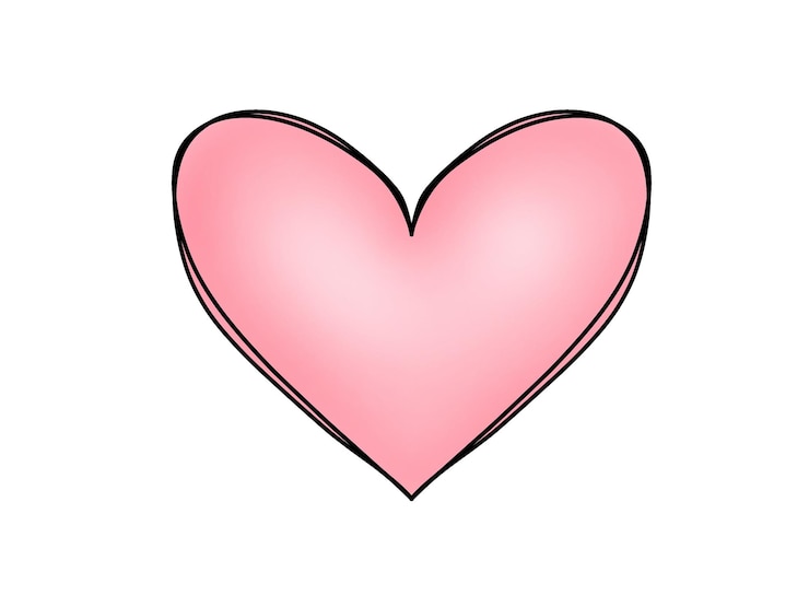 PSD cœur rose avec une illustration de raster de contour