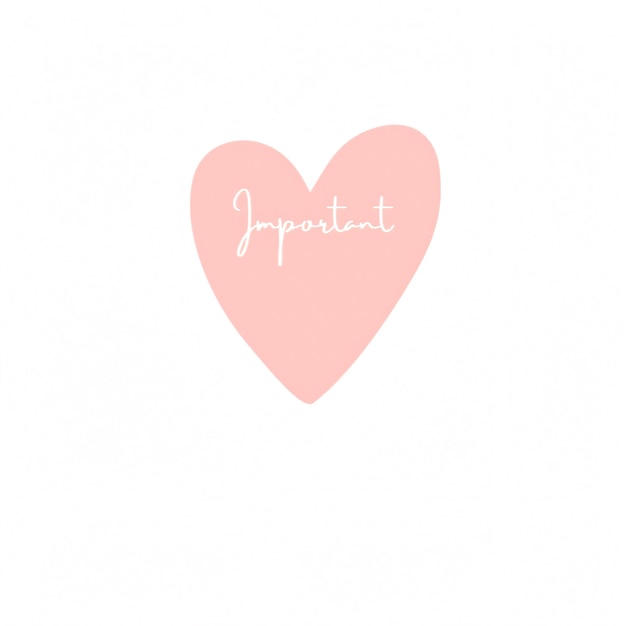 Cœur rose avec un texte important