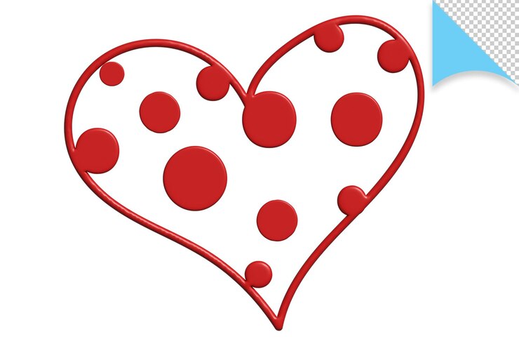 PSD un coeur rouge avec des points blancs et un coeur rouge au centre