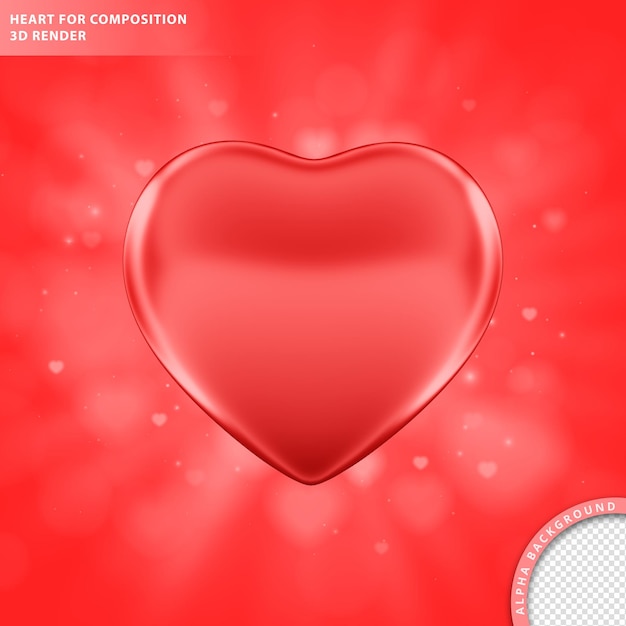 Coeur Rouge Pour Le Rendu 3d De Composition