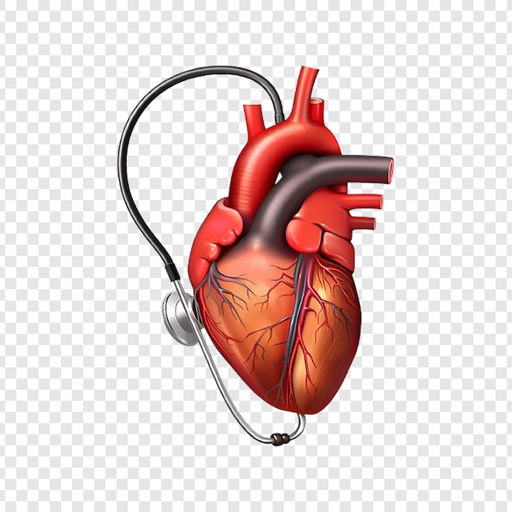 PSD un cœur avec un stéthoscope dessus
