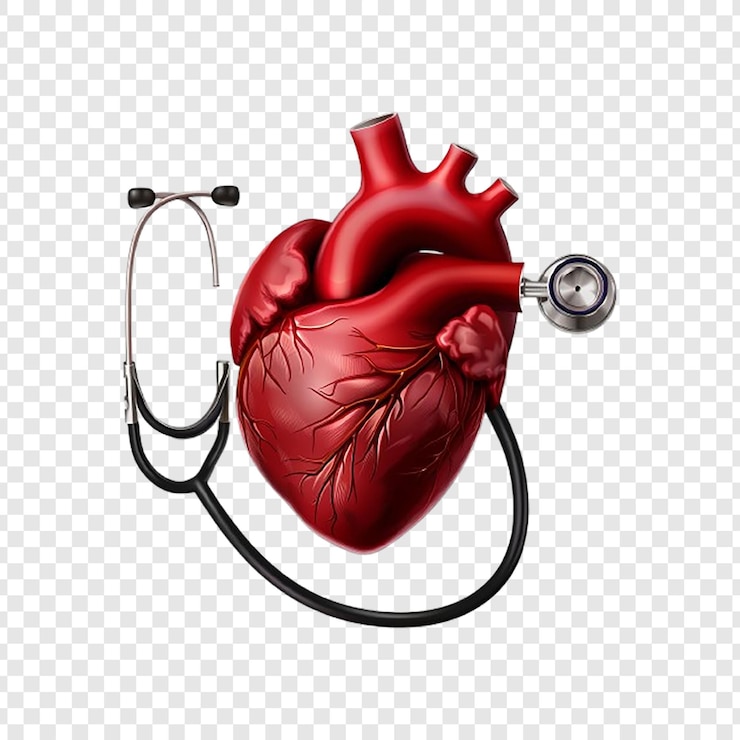 PSD un cœur avec un stéthoscope dessus