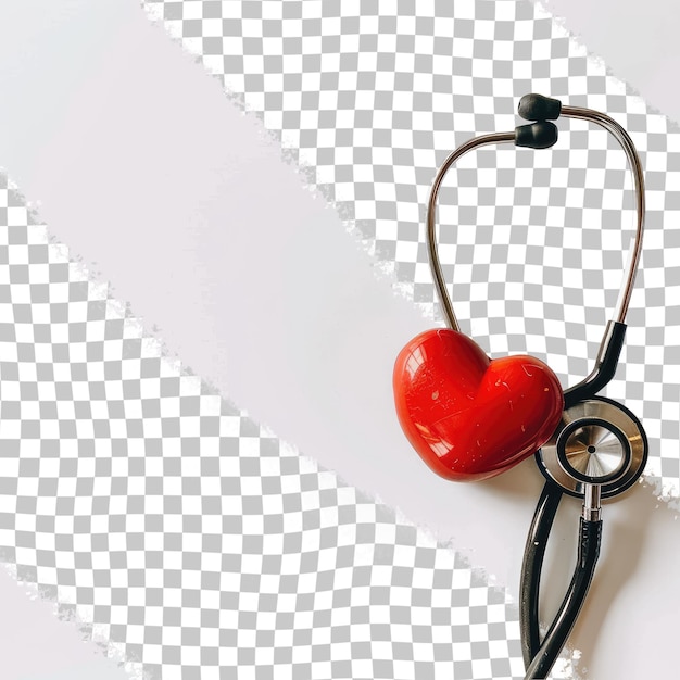 PSD un cœur avec un stéthoscope sur un fond blanc