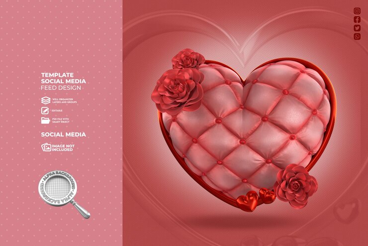 PSD coeur tapissé de roses rouges