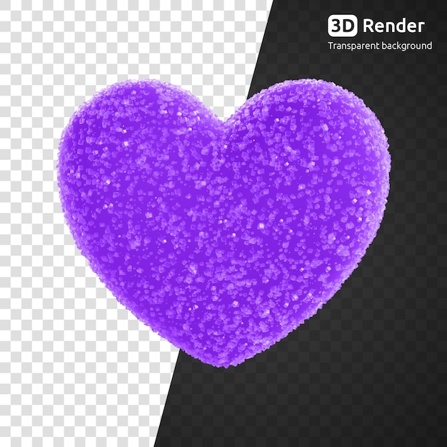 Coeur violet enrobé de sucre 3d