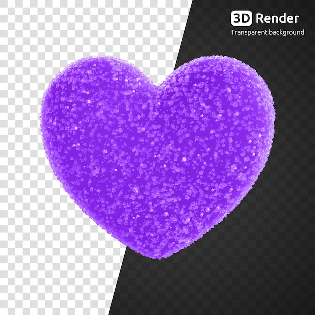 Coeur Violet Enrobé De Sucre 3d