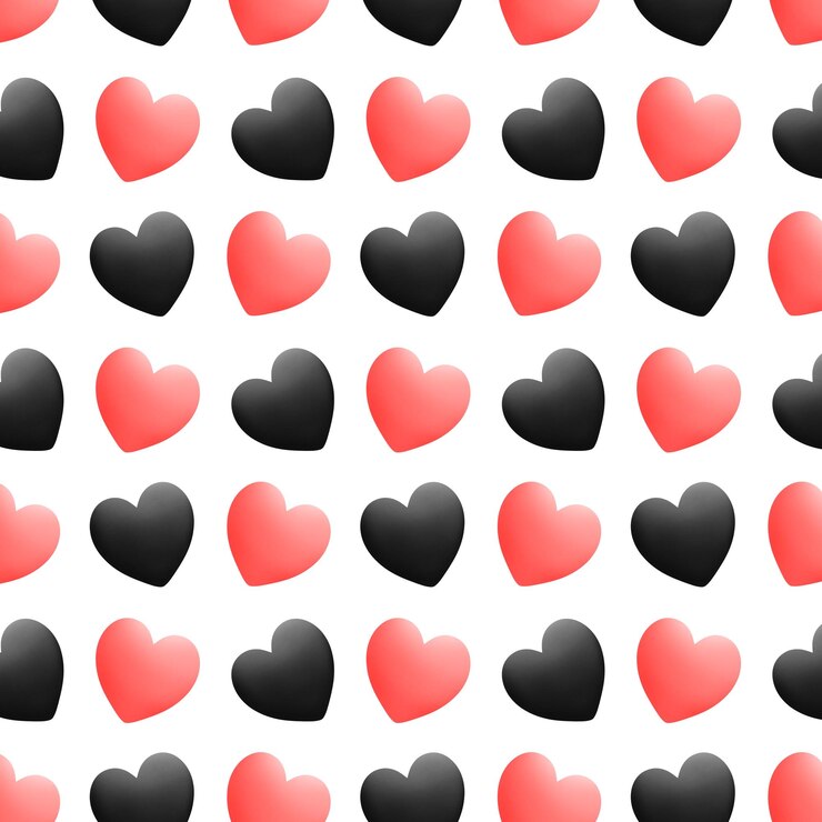 PSD des cœurs rouges et noirs répétant le motif
