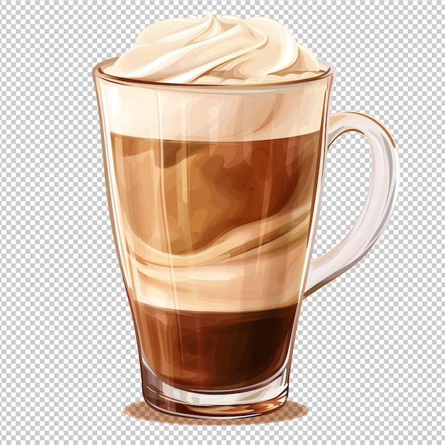 PSD coffee cup with whipped cream isolated on transparent background