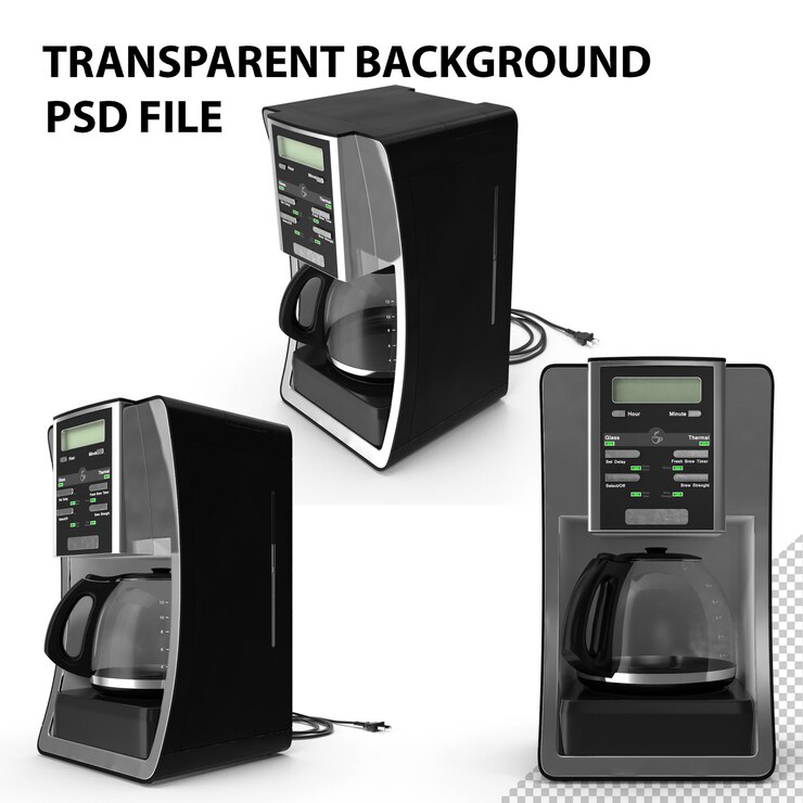 PSD coffee maker with glass carafe 12 cups png