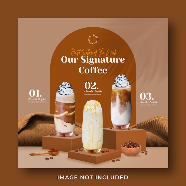 Coffee shop bebida menu promoção mídia social instagram post banner template