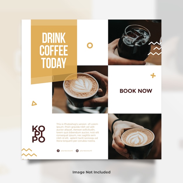 PSD coffee shop collase foto social media post