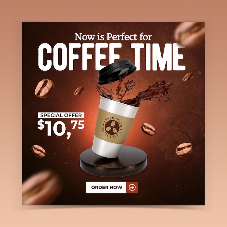 PSD coffee shop drink menu promozione social media instagram post banner template