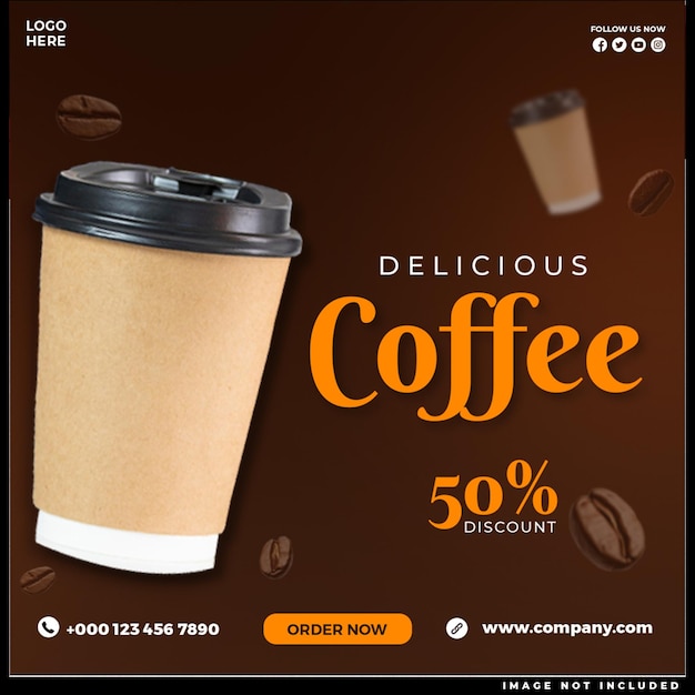 Coffee Shop Getränkekarte Promotion Social Media Instagram Post Banner Template Design