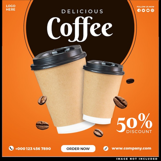 Coffee Shop Getränkekarte Promotion Social Media Instagram Post Banner Template Design