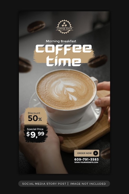 Coffee shop instagram stories template design coffee shop getränkekarte promotion 2