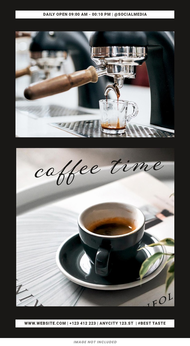 PSD coffee time coffee shop branding modello di storie instagram design psd