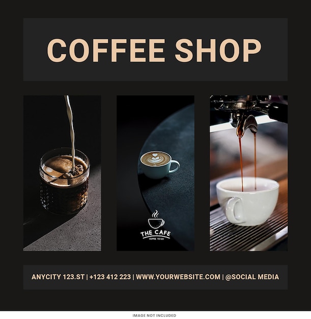 PSD coffeeshop branding plantilla de publicación de instagram diseño psd