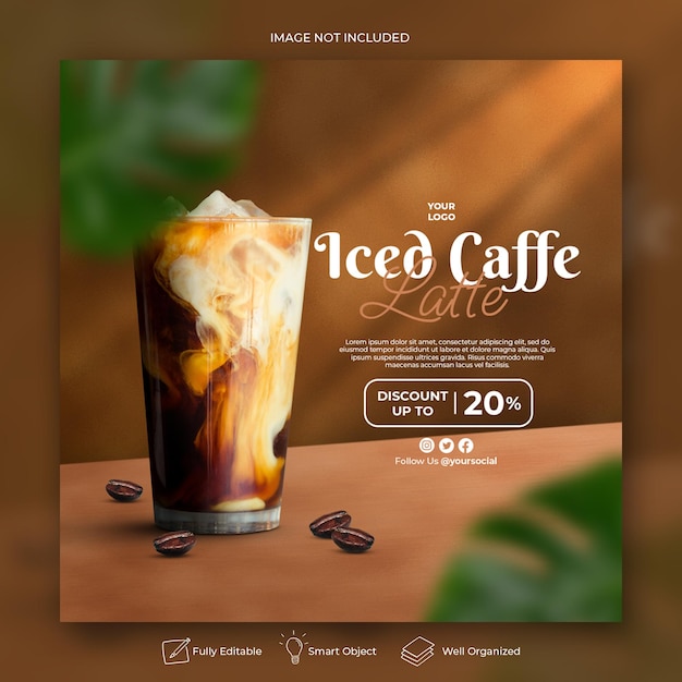Coffeeshop Getränkekarte Werbung Social Media Instagram Post Banner Vorlage