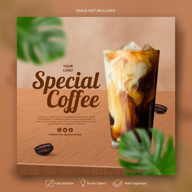 Coffeeshop Getränkekarte Werbung Social Media Instagram Post Banner Vorlage