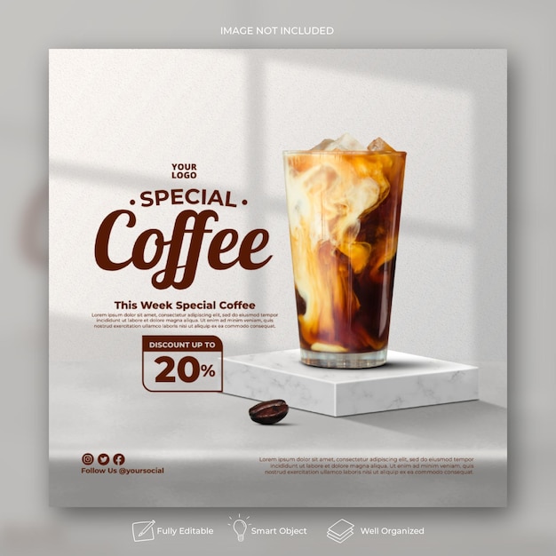 Coffeeshop Getränkekarte Werbung Social Media Instagram Post Banner Vorlage
