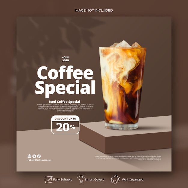 Coffeeshop Getränkekarte Werbung Social Media Instagram Post Banner Vorlage