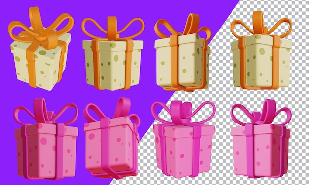 Coffret cadeau de dessin animé collection de rendus 3d