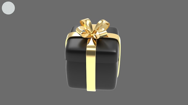 Coffret cadeau noir avec ruban et noeud pour l'illustration du rendu 3D du vendredi noir