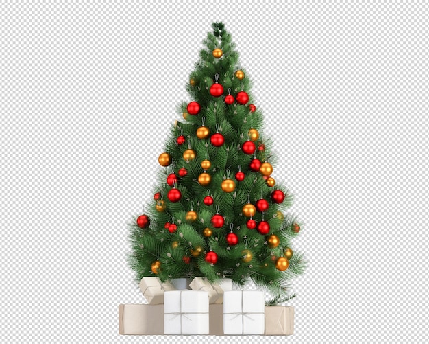 PSD coffret cadeau sapin de noël décoré vert clair