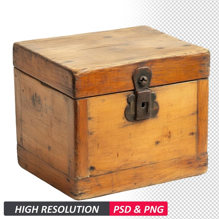 PSD cofre de madera antiguo con cerradura