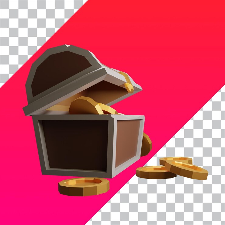 PSD cofre del tesoro lowpoly de render 3d aislado