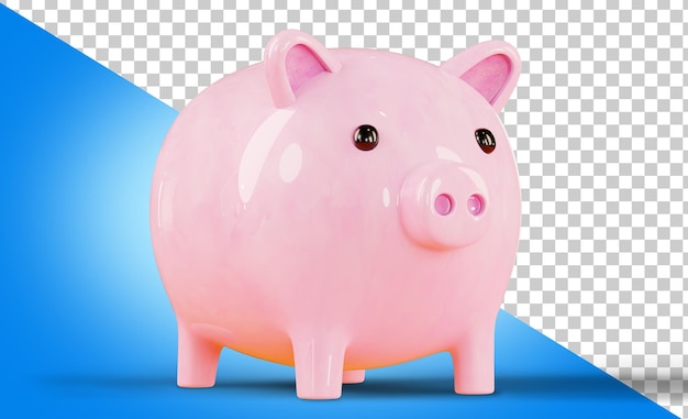 Cofrinho 3d render conceito de economizar e armazenar dinheiro cofrinho brilhante rosa