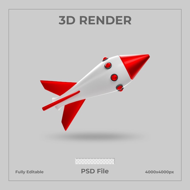 PSD cohete 3d realista volando por encima