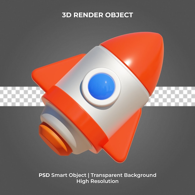 Cohete 3d render aislado psd premium
