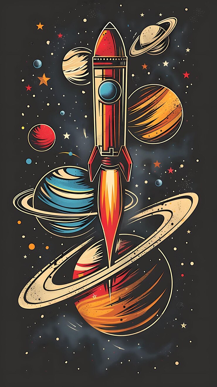 PSD un cohete de botella de cerveza lanzado al espacio different planet r flat ilustración diseño de la cultura de la cerveza
