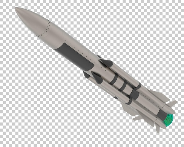 Cohete en la ilustración de renderizado 3d de fondo transparente