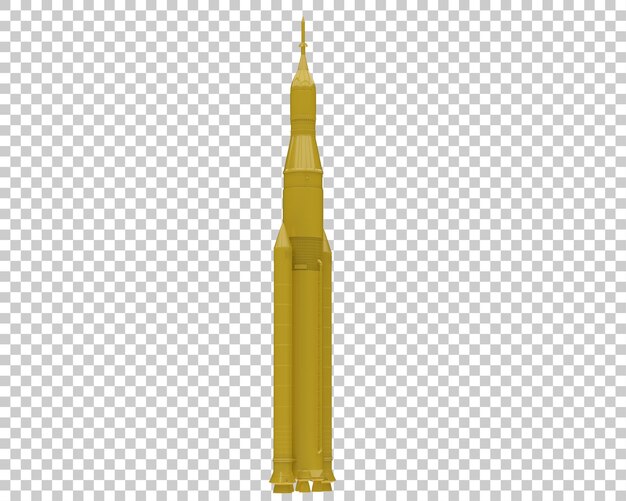 Cohete en la ilustración de renderizado 3d de fondo transparente