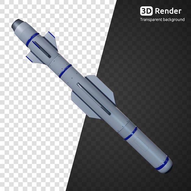 PSD cohete misil 3d render aislado