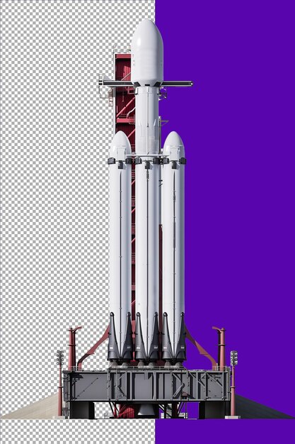 PSD el cohete de la nave espacial en la plataforma de arranque