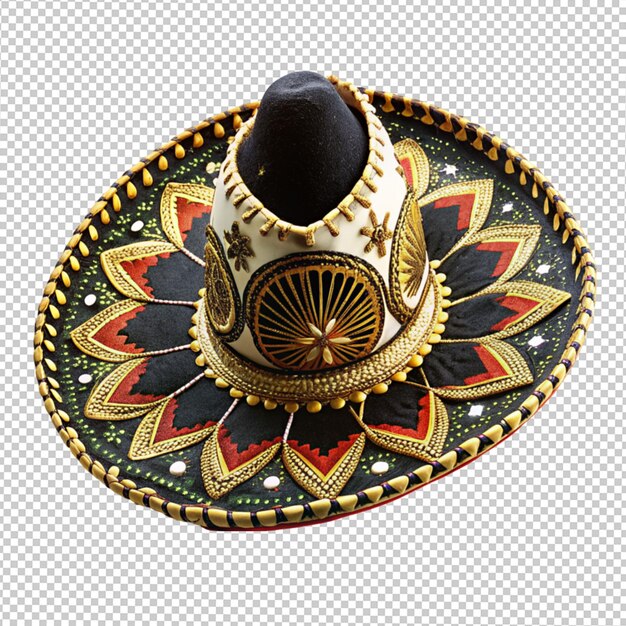 PSD coiffure mexicaine sombrero mariachi chapeau de musicien sur fond transparent