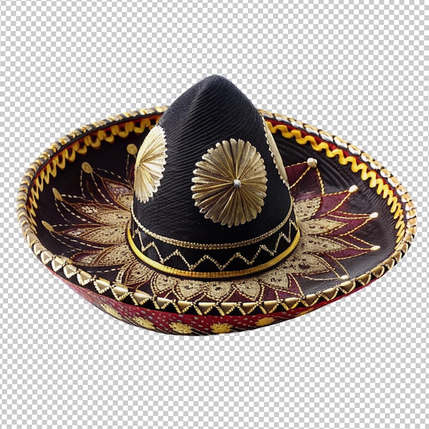 PSD coiffure mexicaine sombrero mariachi chapeau de musicien sur fond transparent