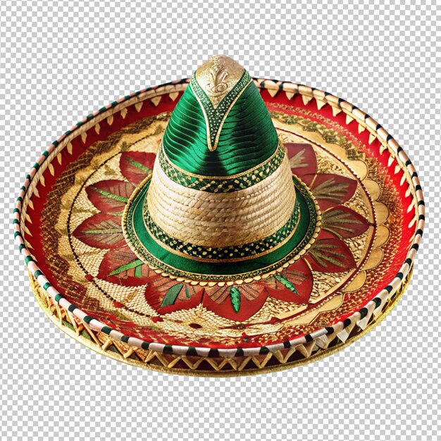 PSD coiffure mexicaine sombrero mariachi chapeau de musicien sur fond transparent