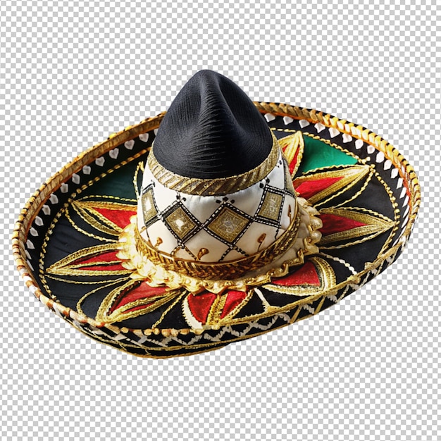 PSD coiffure mexicaine sombrero mariachi chapeau de musicien sur fond transparent