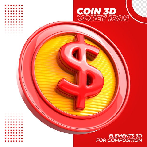 PSD coin 3d para composição isolada